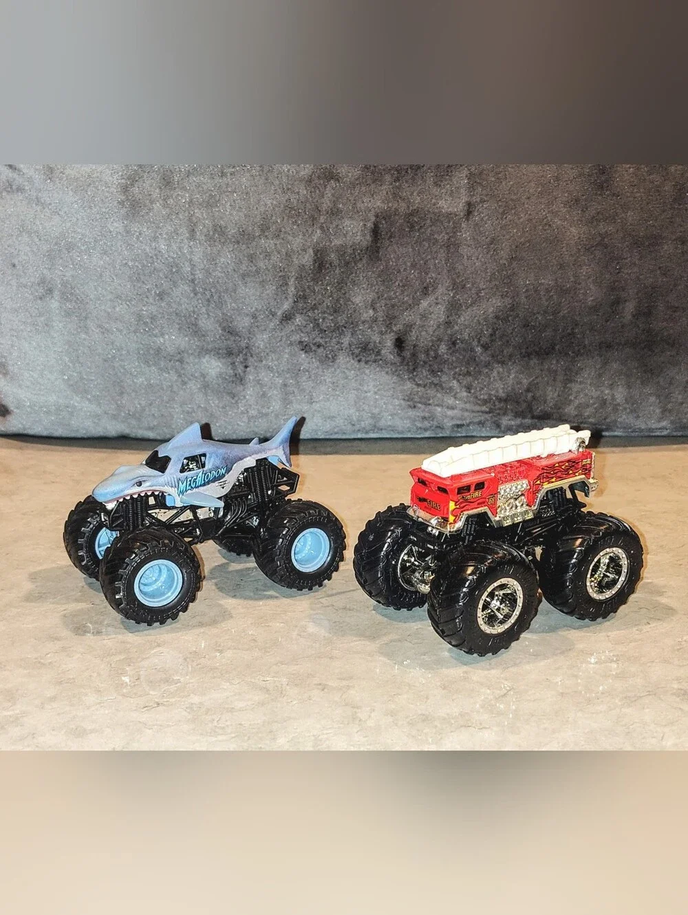 5 VTG HOT WHEELS 57' THUNDERBIRD 57' CHEVY 66' CHEVY NOVA SS & 2 MONSTER TRUCKS